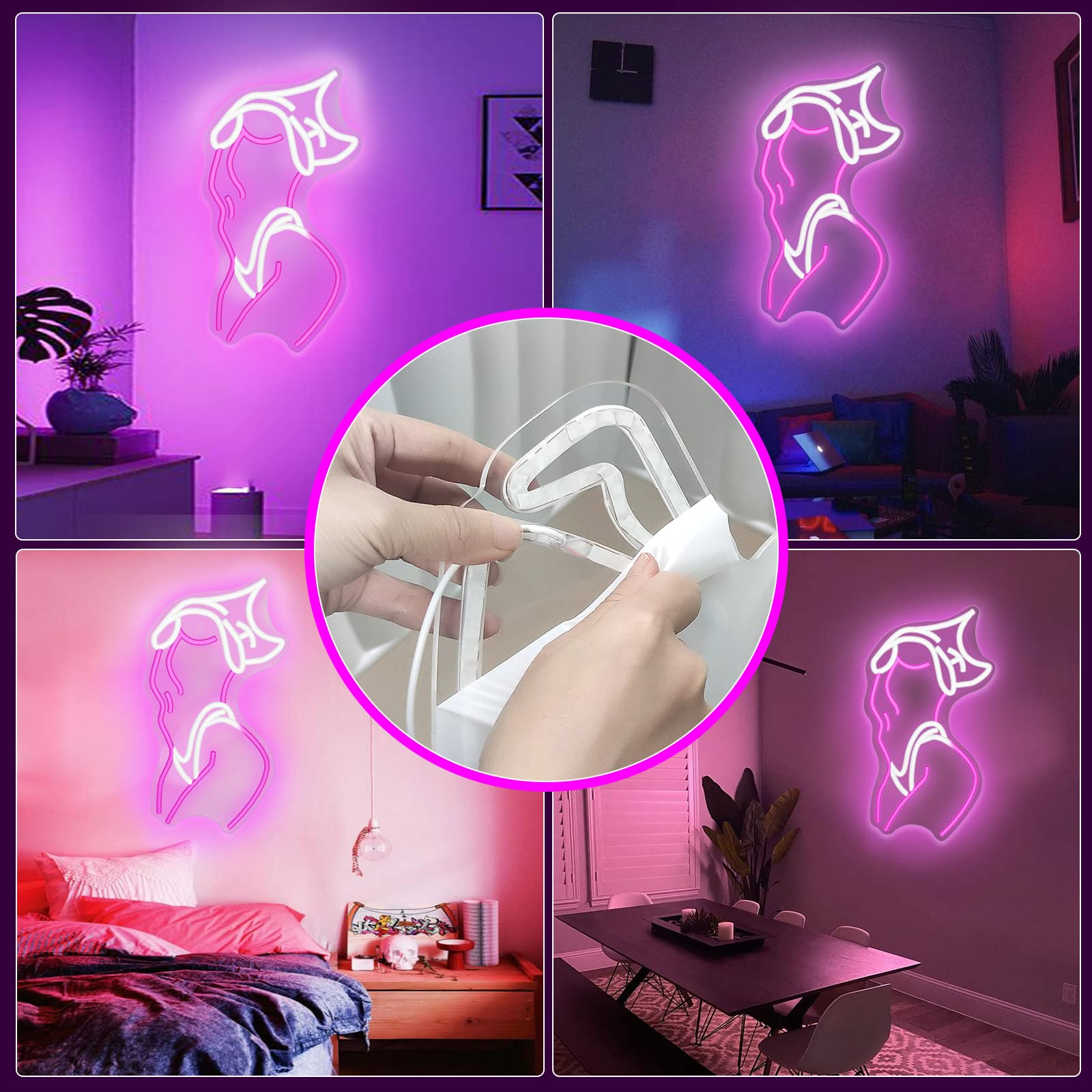 Amazon.com: Lady Neon Signs Neon Signs for Wall Decor Pink White